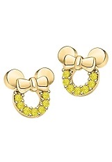 nice silver gold Minnie Mouse white yellow sapphire baby earrings